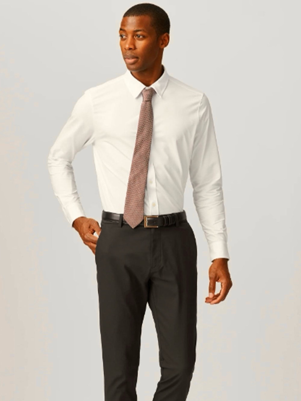 Rhone Slim Fit Commuter Button Down Long Sleeve Shirt, Off-White – Men’s Small